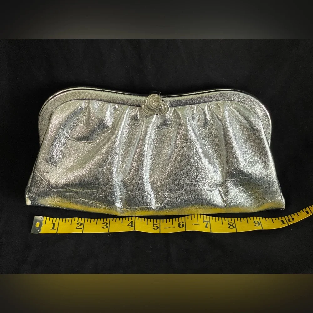 Beautiful vintage silver with chain clutch handbag 1950s